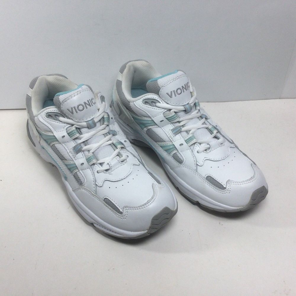 Vionic Walker Shoes Womens Size 8 EU 39 White Leather Orthotic Walking Sneakers